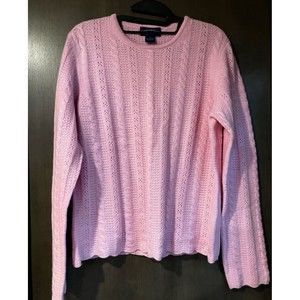 COPY - Charter Club 2 Ply Cashmere Womens Sweater Coral Pink Cable Knit Large F…